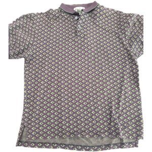 Pringle of Scotland Polo Shirt Mens Small Purple Argyle Diamond Golf Tee Cotton
